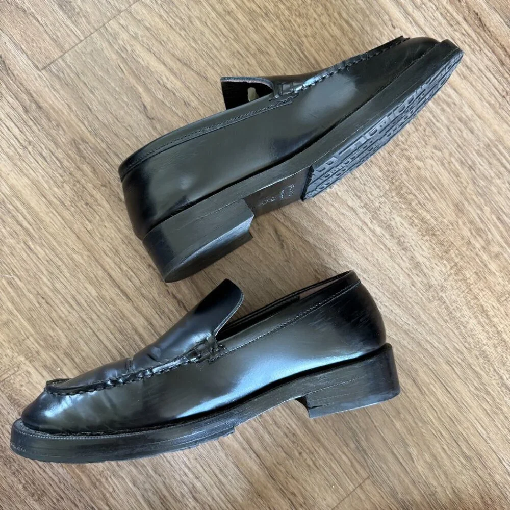 By Far Rafael Semi Patent Black Leather Loafers 38 / US 8​​​